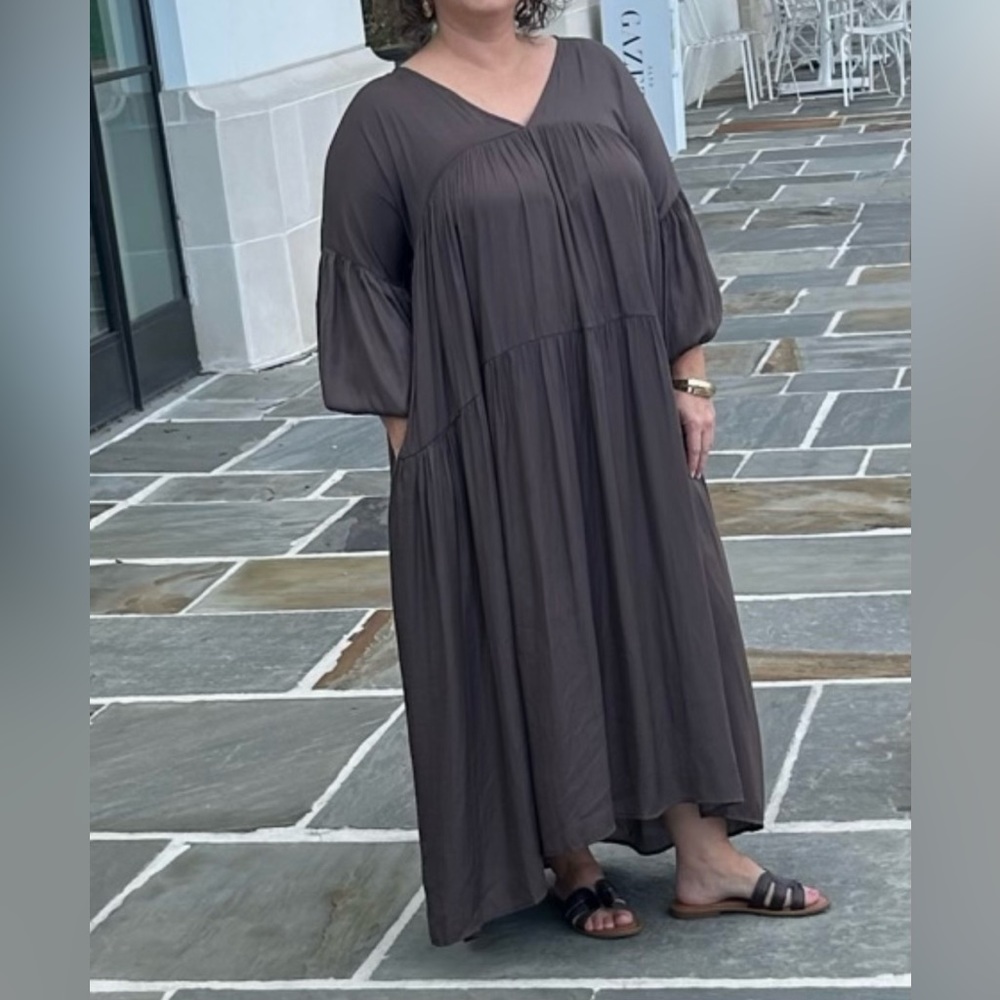 Silky Brown Maxi Dress